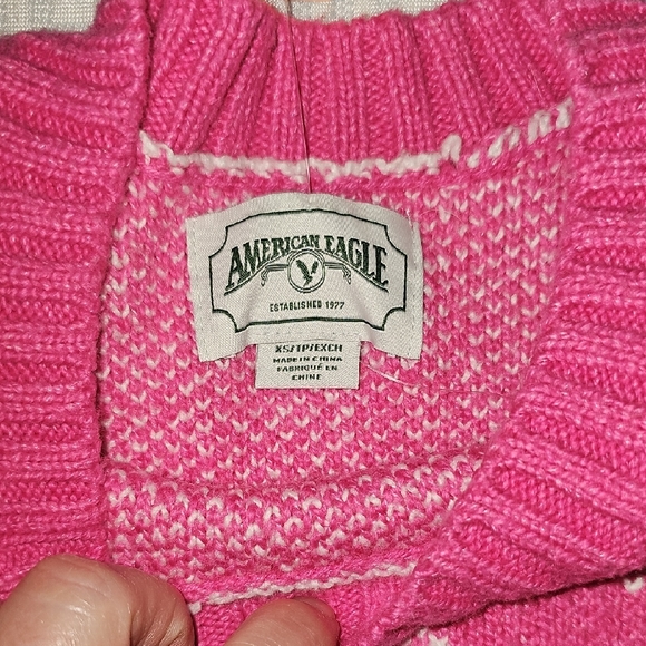 American Eagle Outfitters Bandana Oversized Pink Paisley Sweater Xs Women NEW - Picture 2 of 7